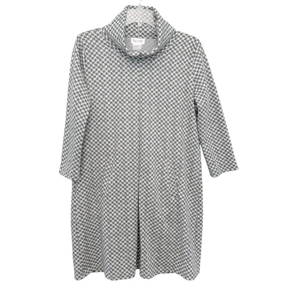Top‎ it Off Womens Grey and White Turtleneck Long Sleeve Dress - Size Large - Picture 1 of 6